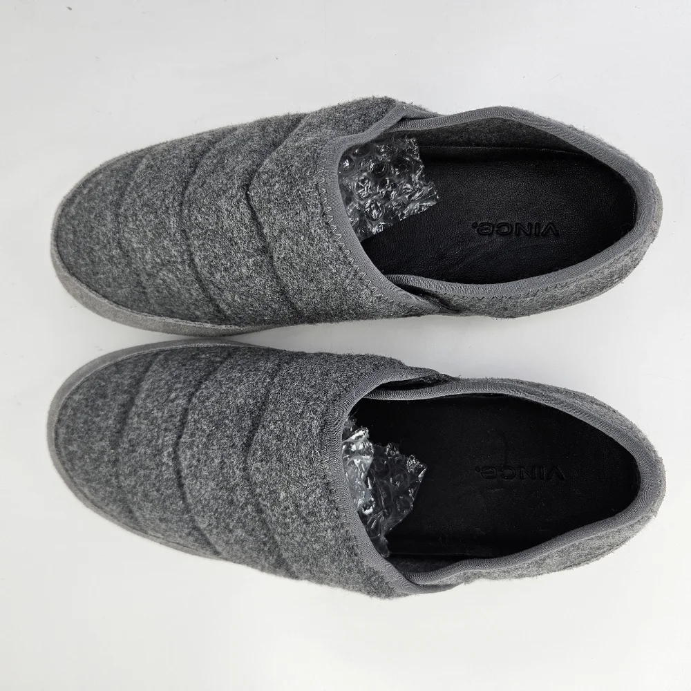 Vince Mens Harlow Heather Gray Fabric Suede Padded Loafer Slippers Sz 7.5